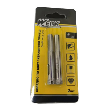 Коронка алмазная по керамике и стеклу Werk 99011 10 мм 2 шт/уп серебристая
