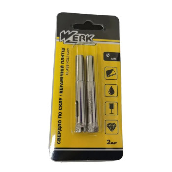 Коронка алмазная по керамике и стеклу Werk 99012 12 мм 2 шт/уп серебристая