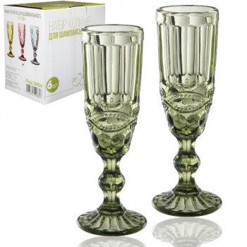 Набор бокалов для шампанского Snt Винтаж Изумруд 9455-3 180 мл 6 шт зеленый