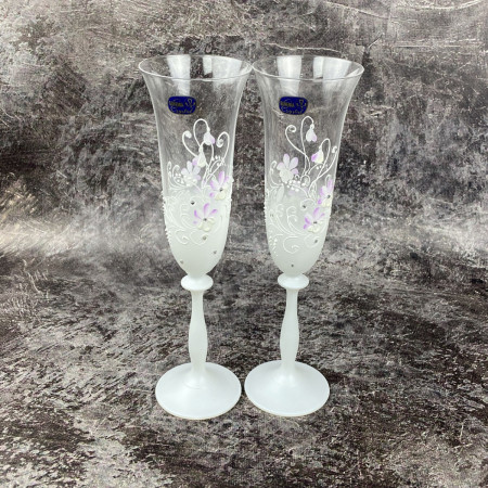Набор бокалов ручной работы для шампанского Bohemia Розовые цветы 2015-RC 190 мл 2 шт