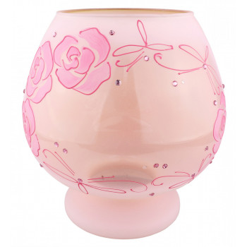 Ваза стеклянная ручной работы Розовые цветы (Бокал большой) ZA-1346