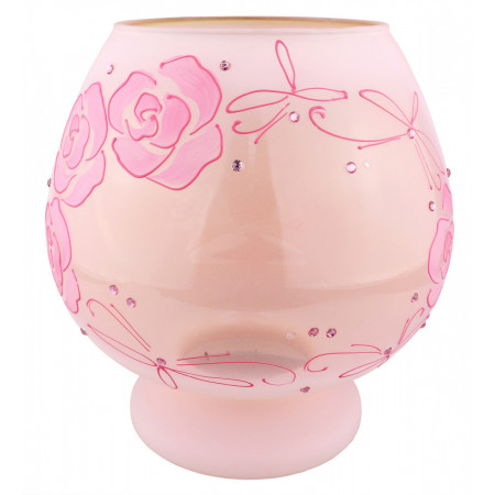 Ваза стеклянная ручной работы Розовые цветы (Бокал большой) ZA-1346