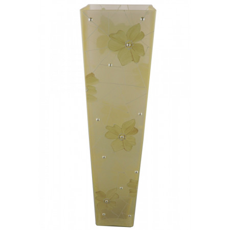Ваза стеклянная ручной работы Салатовые цветы (Квадратный конус большой) ZA-1240