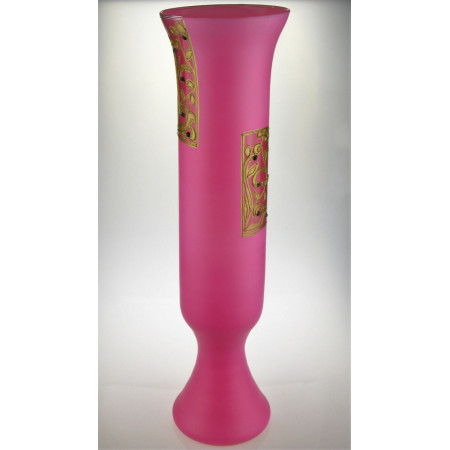Ваза стеклянная ручной работы Розовый узор (Бокал высокий) ZA-1124