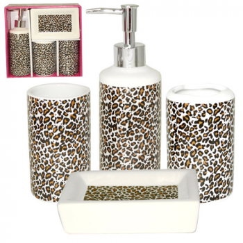 Набор аксессуаров для ванной комнаты 4 предмета Леопард Snt 888-06-014