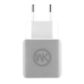ЗУ сетевое евровилка Blanc WP-U11 2USB 2.1A кабель microUSB White WK 340053