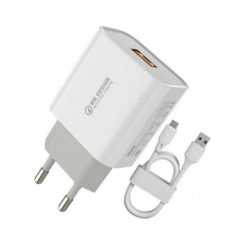 Cетевое зарядное устройствои кабель USB-Type-C WK WP-U57-White 18 Вт белый Cетевое зарядное устройствои кабель USB-Type-C WK WP-U57-White 18 Вт белый