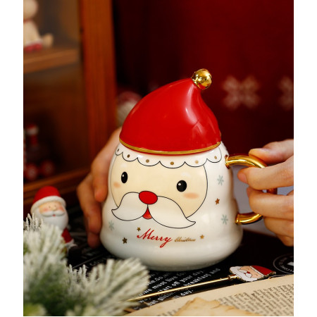 Кружка с крышкой новогодняя Merry Christmas 13684 400 мл белая