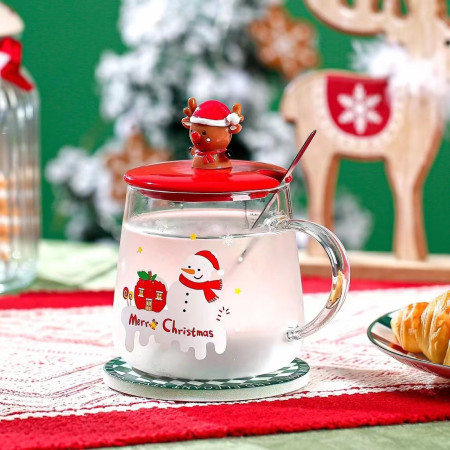 Кружка с крышкой новогодняя Merry Christmas 3 13670 450 мл