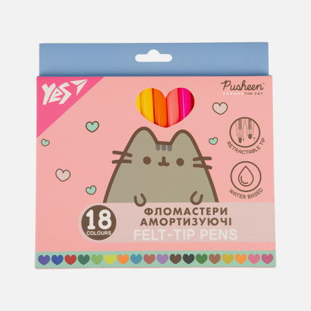 Набор фломастеров амортизирующих YES Pusheen 650583 18 цветов