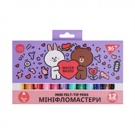 Набор фломастеров YES Line Friends Mini 650594 12 цветов