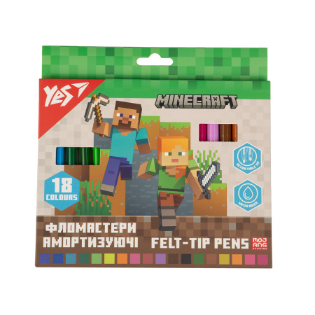 Набор фломастеров амортизирующих YES Minecraft 650584 18 цветов