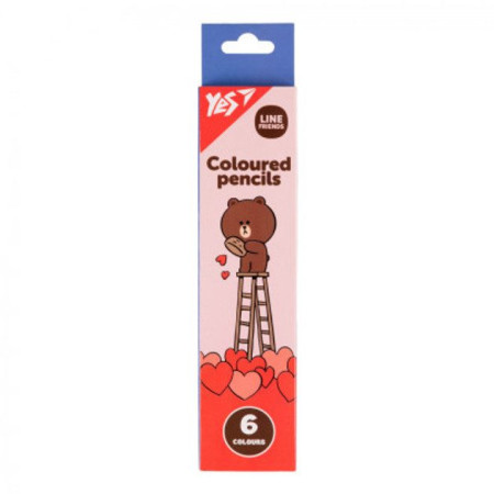 Набор цветных карандашей YES Line Friends Choco 290726 6 цветов