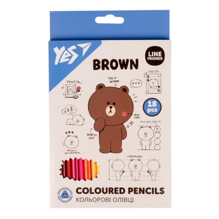 Набор цветных карандашей YES Line Friends 290712 18 цветов