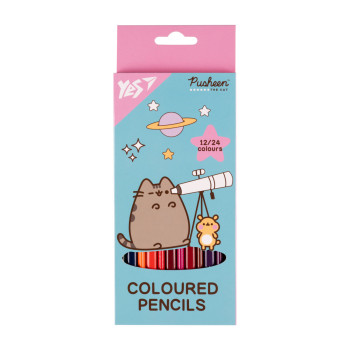 Набор цветных карандашей YES Pusheen Cheek 290745 24 цвета 12 шт
