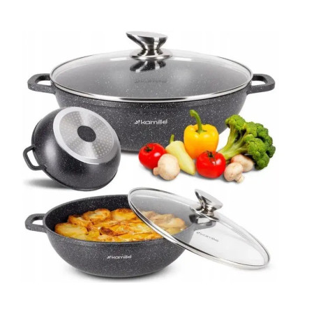 Кастрюля с крышкой Kamille KM-4486 32х8.5 см черная