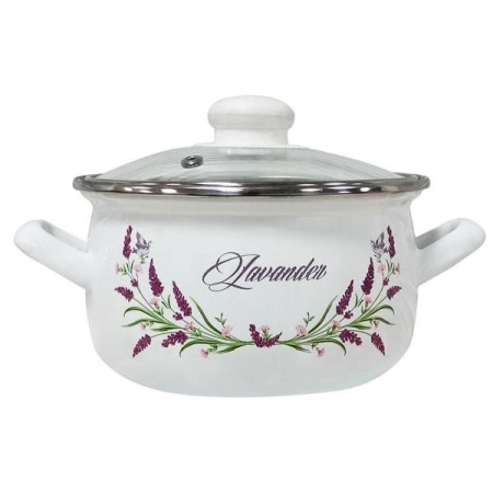 Кастрюля эмалированная Idea Home Lavander 6832791 18 см 2.4 л белая