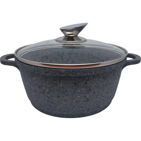 Кастрюля с крышкой Krauzer Granite Line 77053 24 см 4.5 л серая