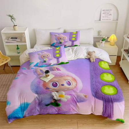 Постельное белье 3D полуторное из микросатина Labubu №9 31614 150х215 см 50х70 см