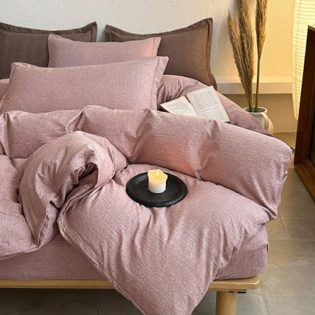 Постельное белье полуторное с текстурой льна Colorful Home 20483 150х200 см сухая роза