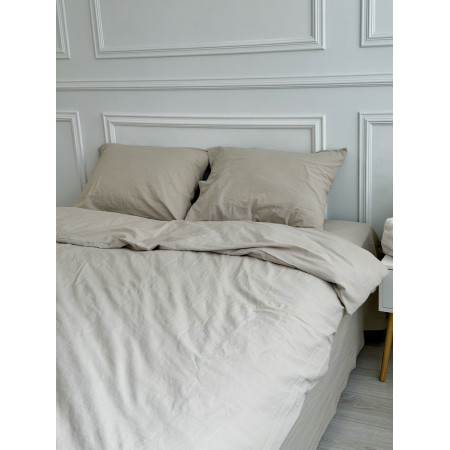 Постельное белье двуспальное Dushka Home Вареный хлопок премиум 21665 180х215 см песчано бежевое
