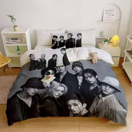 Постельное белье 3D полуторное из микросатина Stray Kids №1 31473 150х215 см 50х70 см