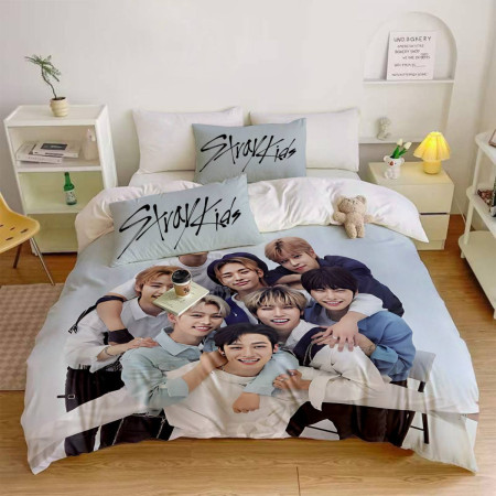 Постельное белье 3D полуторное из микросатина Stray Kids 31411 150х215 см 50х70 см