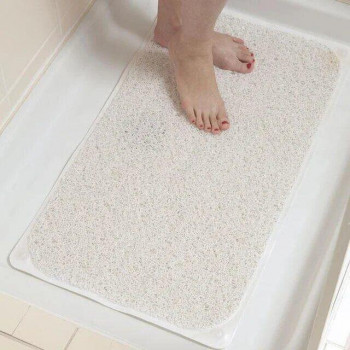 Белый коврик для ванной противоскользящий на присосках