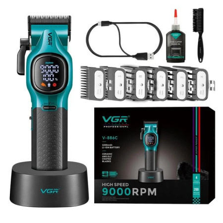 Машинка для стрижки аккумуляторная VGR V-886C GREEN зеленая