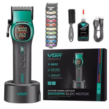 Машинка для стрижки аккумуляторная VGR V-885C GREEN зеленая