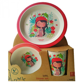 Детский набор посуды Fissman Девочка FS-9495 3 предмета красный