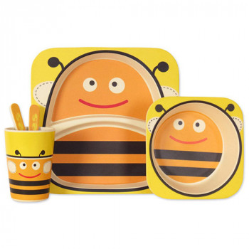 Детский набор посуды Stenson Пчелка MH-2770-3 5 предметов желтый