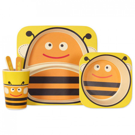 Детский набор посуды Stenson Пчелка MH-2770-3 5 предметов желтый