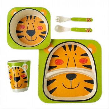 Детский набор посуды Stenson Тигр MH-2770-25 5 предметов зеленый