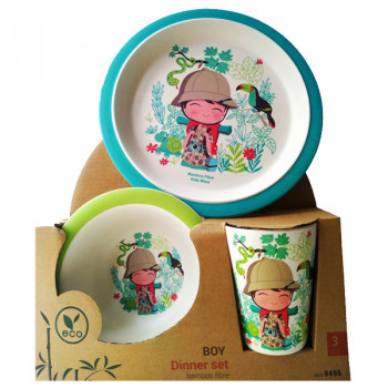 Детский набор посуды Fissman Мальчик FS-9496 3 предмета зеленый