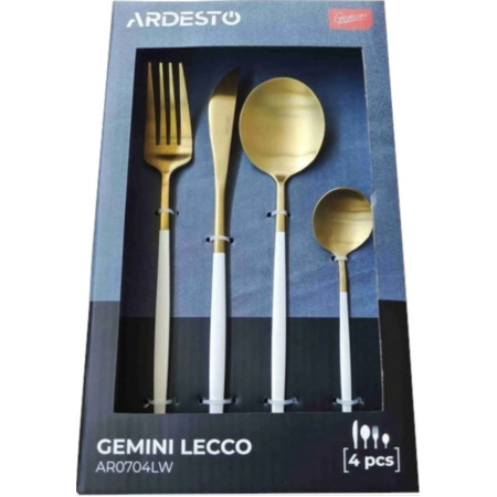 Набор столовых приборов Ardesto Gemini LeССo AR0704LW 4 предмета золотистый с белым