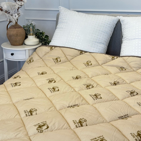 Одеяло двуспальное стеганое зимнее из искусственной шерсти Leri Max Pur Wool 21470 180х210 см коричневое
