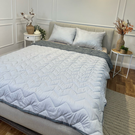 Одеяло двуспальное двустороннее летнее из холофайбера Leri Max 21539 180х210 см графитовое