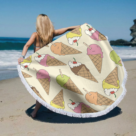 Полотенце пляжное с бахрамой круглое Dushka Home Print 5 21806 150 см