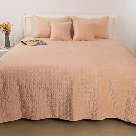 Покрывало двуспальное ТЕП Velour Мозаика 4-00516_36242 180х240 см пудровое