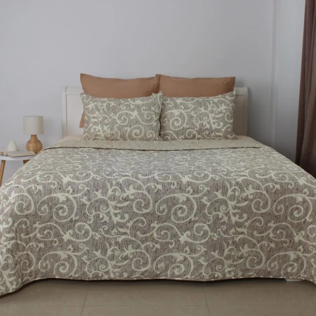 Покрывало евро ТЕП Elegante Cotton Beige and White 4-04577_32781 220х240 см