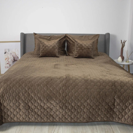 Покрывало евро ТЕП Velour Ромб круглый 4-00518_33945 240х260 см кофейное