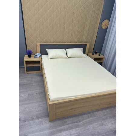 Простынь на резинке из сатина Koloco 21678 90х200х25 см молочная