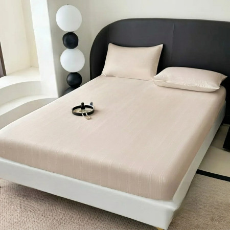 Простынь на резинке с наволочками из муслина Colorful Home 20399 180х200х25 см кремовая