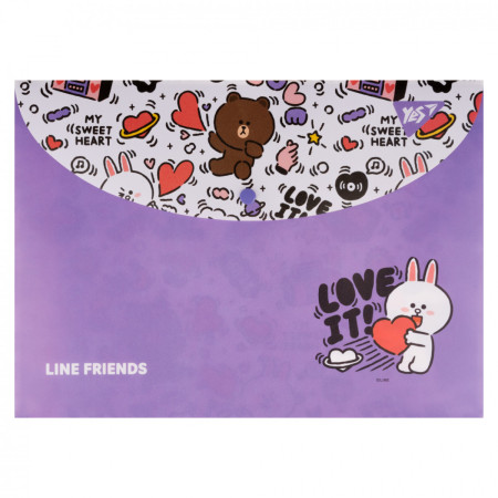 Папка-конверт на кнопке А4 YES Line Friends 492193 33х24 см