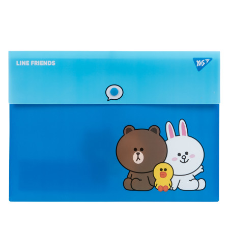 Папка-конверт А4 YES Line Friends 492080 24х34 см голубая