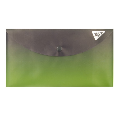 Папка-конверт на кнопке А6 YES Fusion 492296 24х13 см серо-зеленая