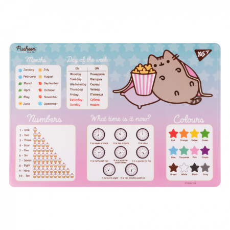 Подкладка для стола с подсказками А3 YES Pusheen Popcorn 492260