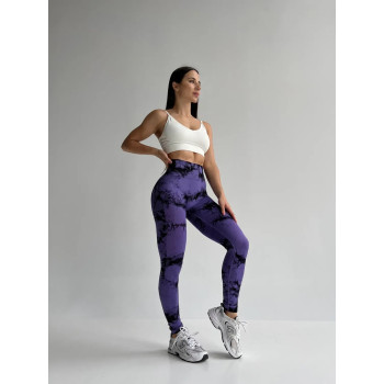 Леггинсы женские спортивные с пуш-ап Tie Dye 18913 S фиолетовый мрамор Леггинсы женские спортивные с пуш-ап Tie Dye 18913 S фиолетовый мрамор