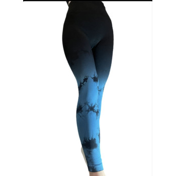 Леггинсы женские спортивные с пуш-ап Tie Dye gradient 18750 S черные с синим